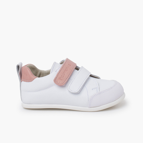 Zapatillas piel doble cierre adherente colores Rosa