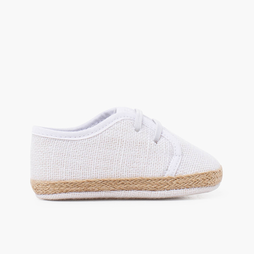 Zapatos bebé lino y yute cordón elástico Blanco