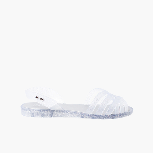 Sandalias de goma glitter para mujer Plata