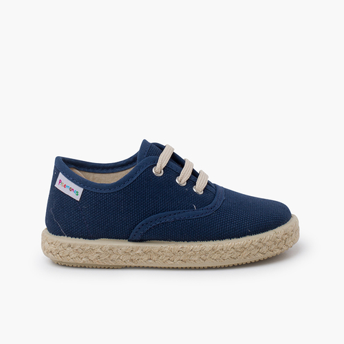 Zapatillas lona cordones suela alpargata Azul