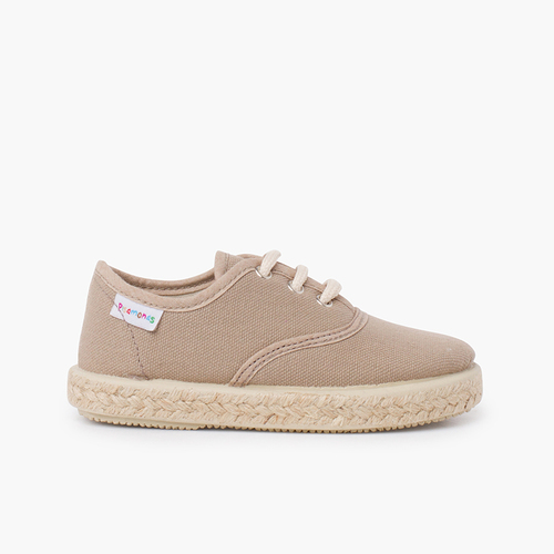 Zapatillas lona cordones suela alpargata Tostado