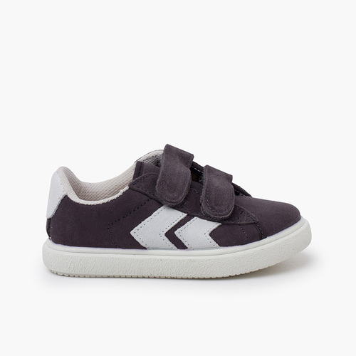 Sneakers rayas laterales cierre adherente serraje Antracita