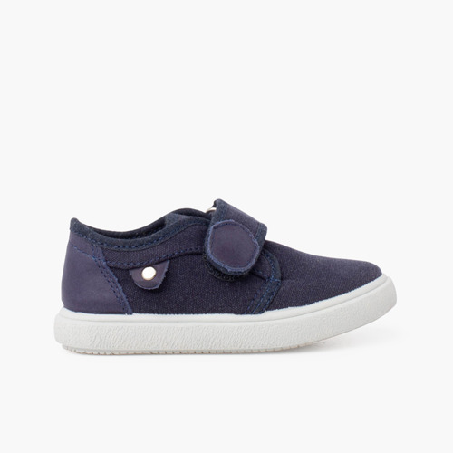 Zapatillas lona cierre adherente detalle piel Azul Jeans