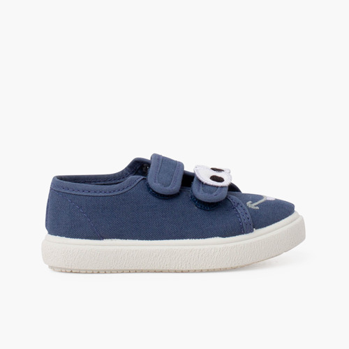 Zapatillas ojitos doble cierre adherente Azul