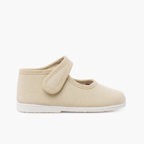 Merceditas lona suela fina tira adherente Beige