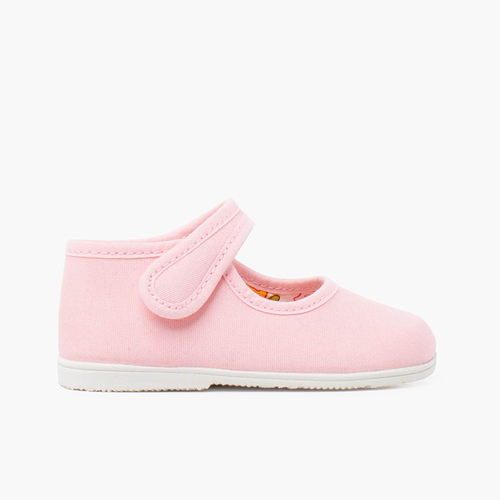 Merceditas lona suela fina tira adherente Rosa