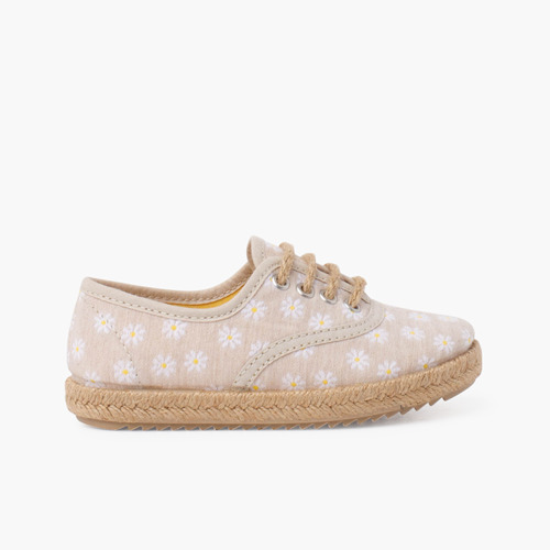 Blucher margaritas cordones y suela yute Beige