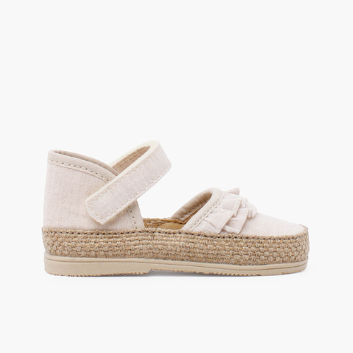 Alpargatas bebé volantes tira adherente Beige