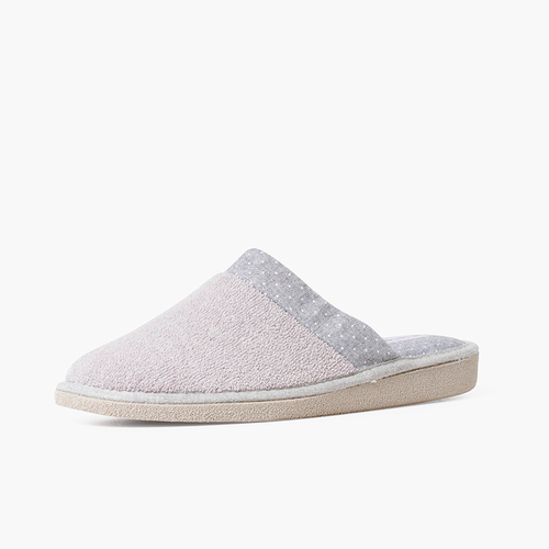 Zuecos casa toalla con topitos Gris