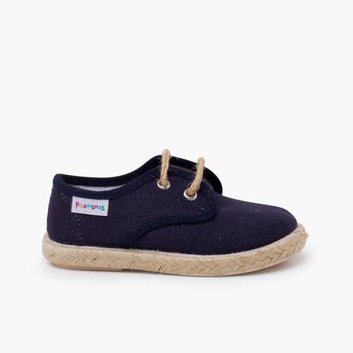 Bluchers lino cordones y base yute Azul Marino