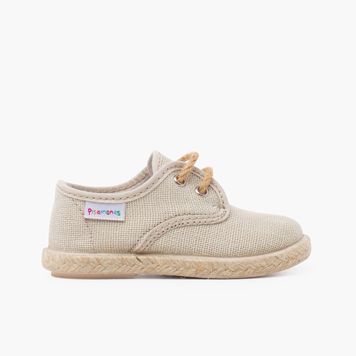Bluchers lino cordones y base yute Beige