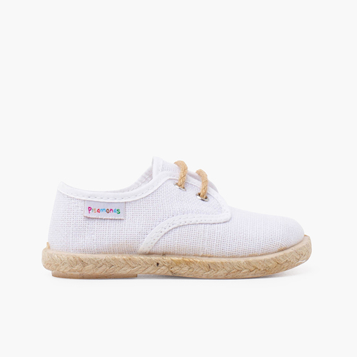 Bluchers lino cordones y base yute Blanco