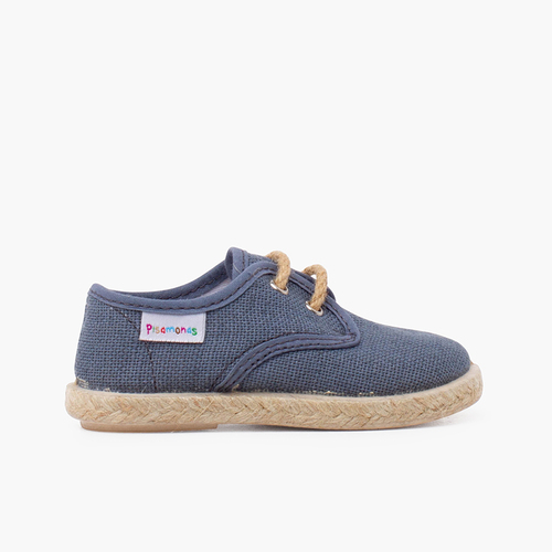 Bluchers lino cordones y base yute Azul Plomo