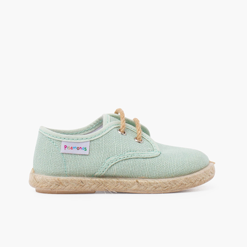 Bluchers lino cordones y base yute Verde Agua