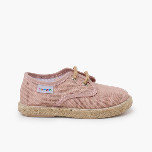 Bluchers lino cordones y base yute Rosa Viejo
