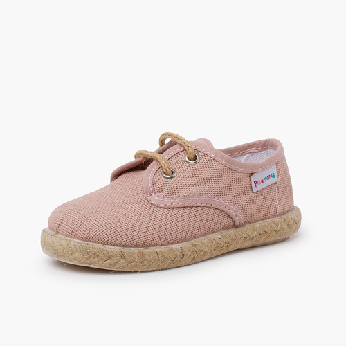Bluchers lino cordones y base yute Rosa Viejo
