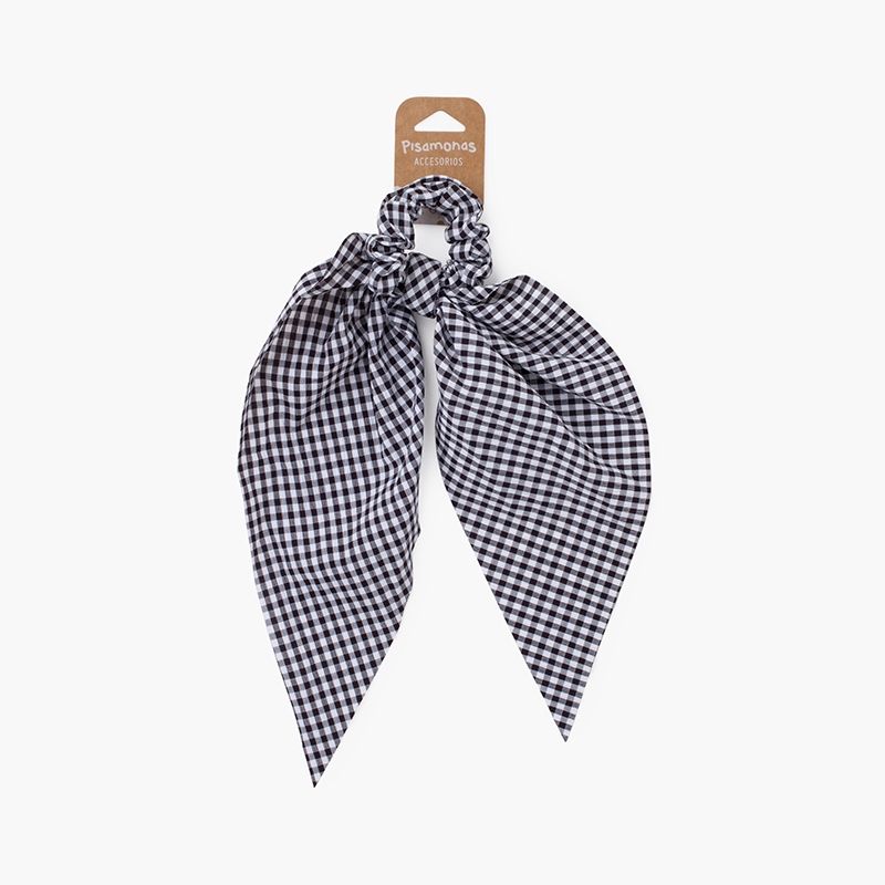 Coletero scrunchie lazos vichy Negro