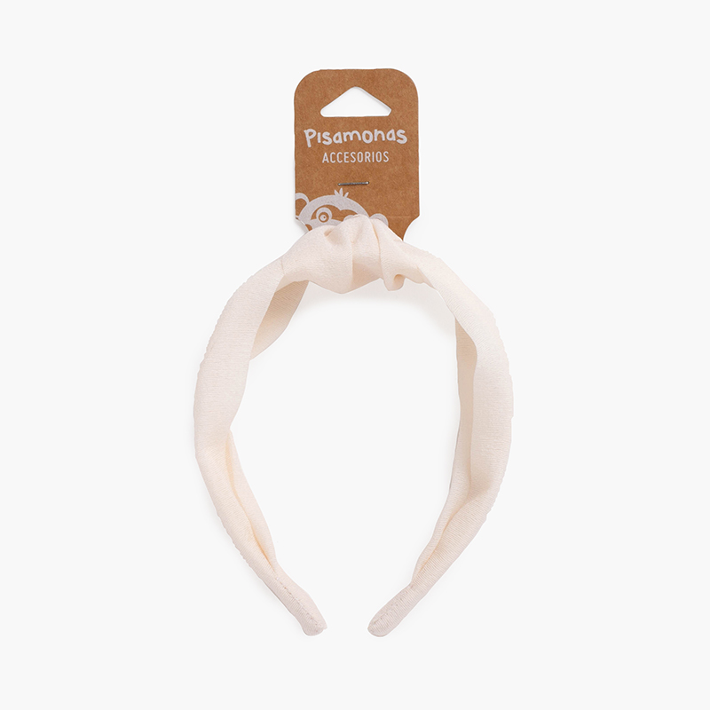 Diadema nudo ancha bambula líneas Crudo