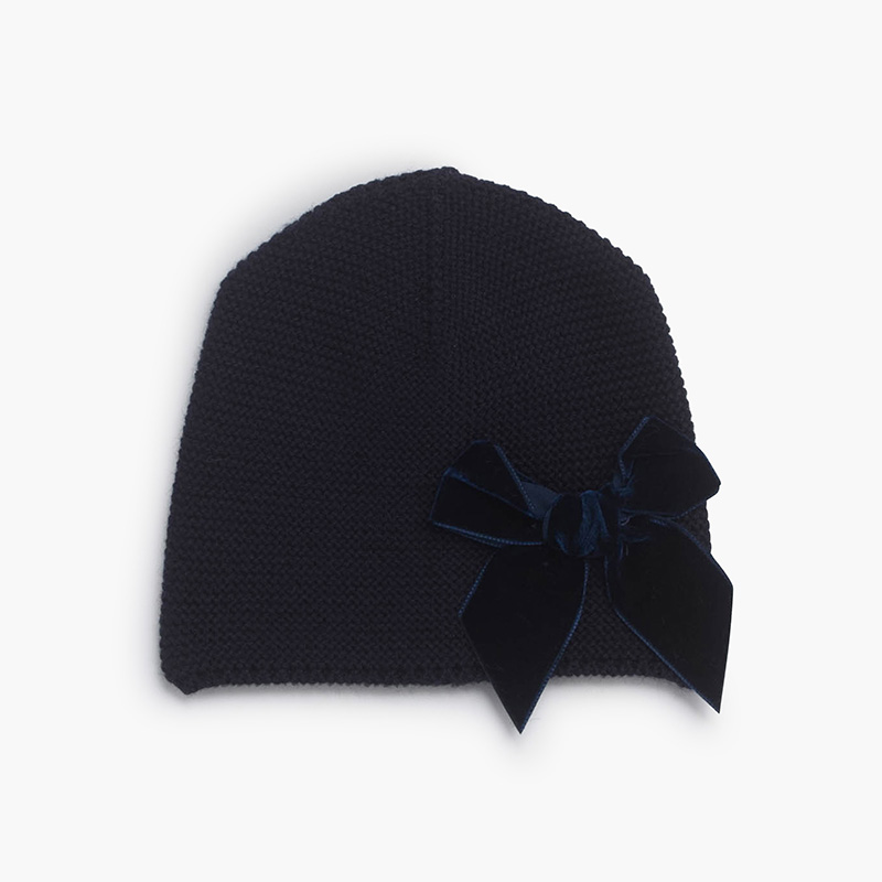 Gorro punto bobo lazo terciopelo Azul Marino