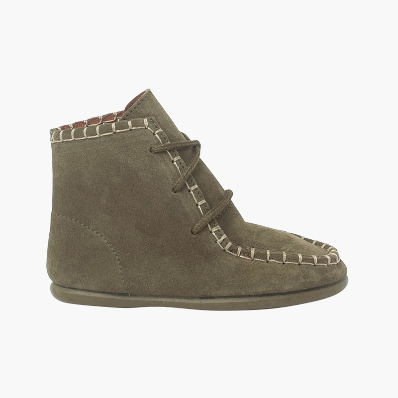 Botas Tipo Mohicanas Serraje Niños Verde
