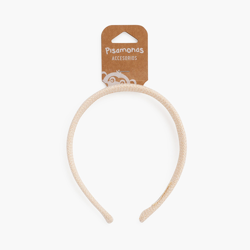 Diadema ancha tela de saco Crudo