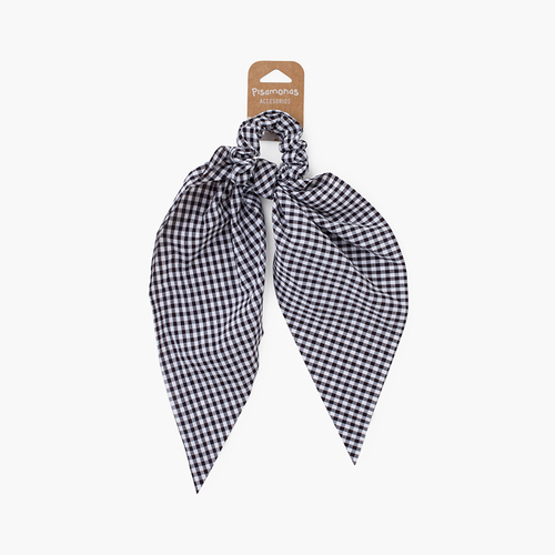 Coletero scrunchie lazos vichy Negro