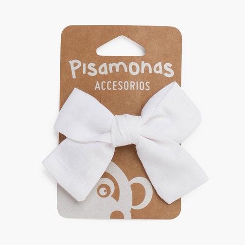 Clip pico pato lazo lino Blanco