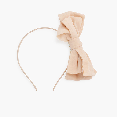 Diadema fina lazo doble gasa Beige