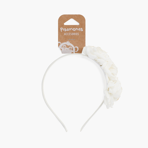 Diadema flores bordes quemados Blanco