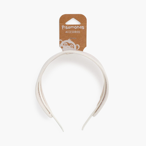 Diadema ancha capota rafia Blanco