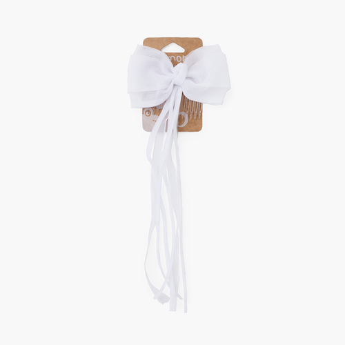 Peineta lazo organza cintas Blanco Nieve