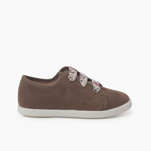 Zapatillas cordones flores serratex Topo