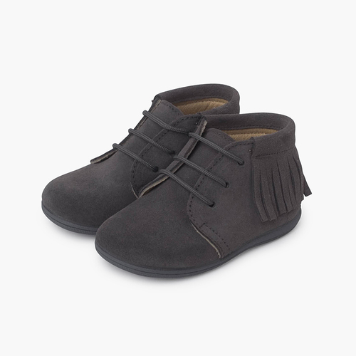 Botas Flecos Cordones Primeros Pasos Gris
