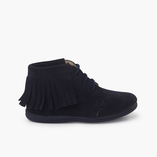 Botas Flecos Cordones Primeros Pasos Azul Marino