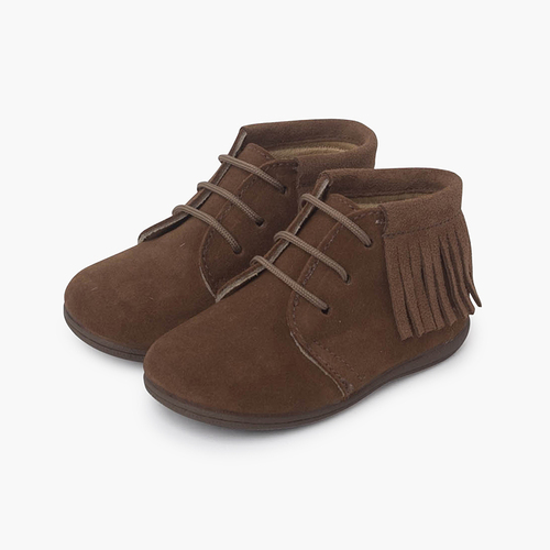 Botas Flecos Cordones Primeros Pasos Topo