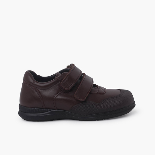 Zapatos Colegiales Puntera Reforzada Doble Cierre Marrón