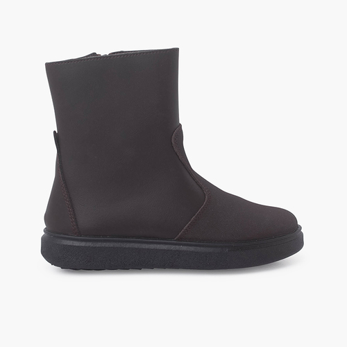 Botas Piel Con Refuerzo y Cremallera Lateral Marrón