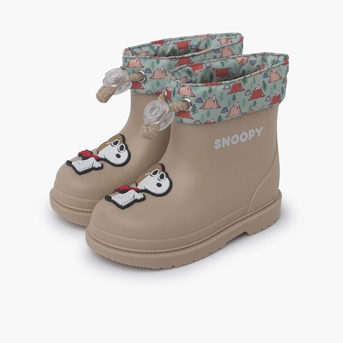 Botas Agua Snoopy Cuello ajustable Beige