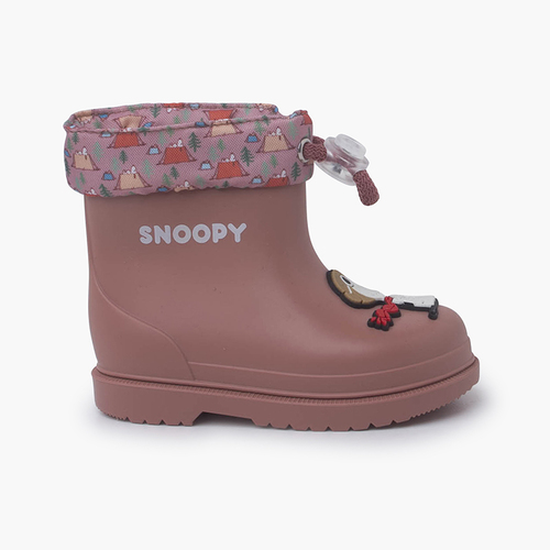 Botas Agua Snoopy Cuello ajustable Rosa