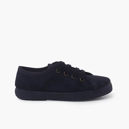 Zapatillas Suede Poliéster Reciclado Cordones Azul Marino