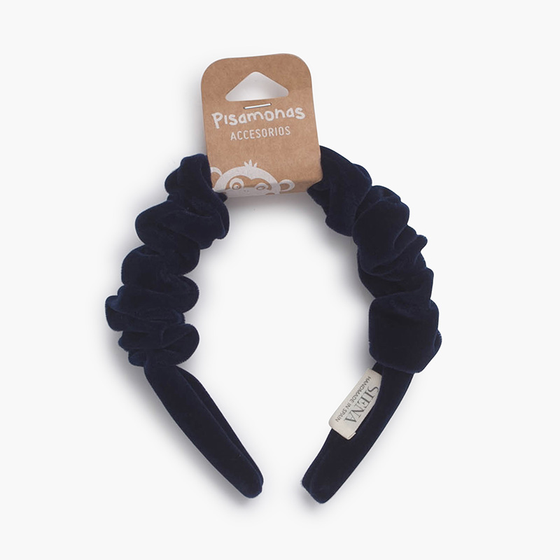Diadema Terciopelo Tipo Scrunchie Azul Marino