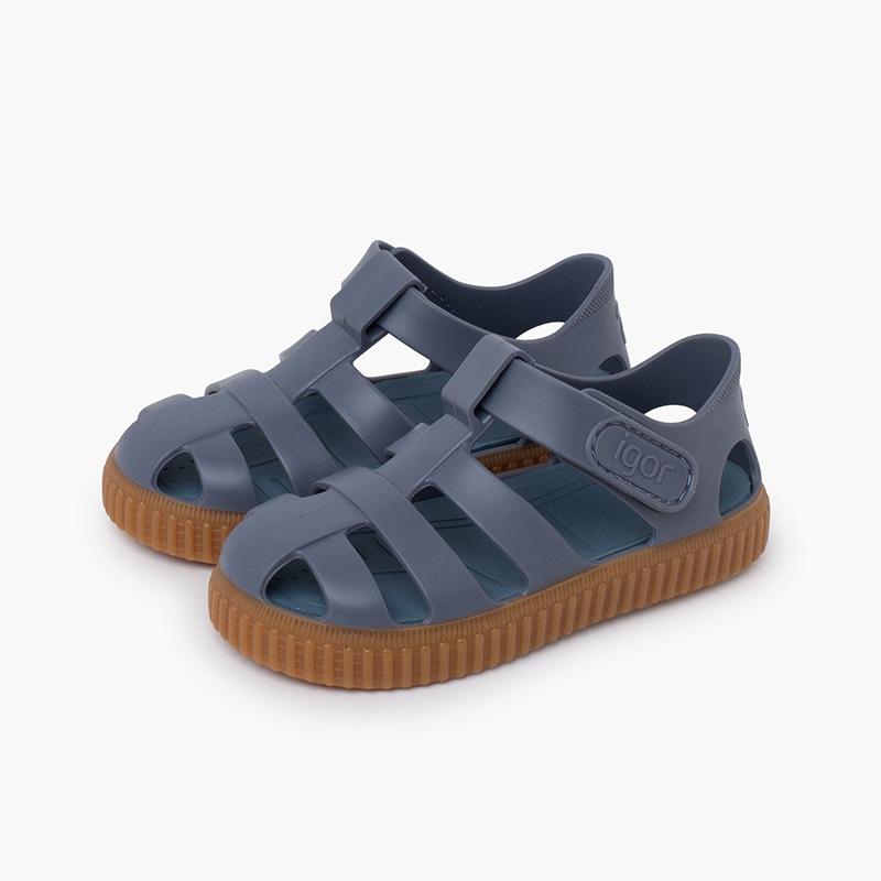 Cangrejeras tipo zapatillas suela caramelo Azul