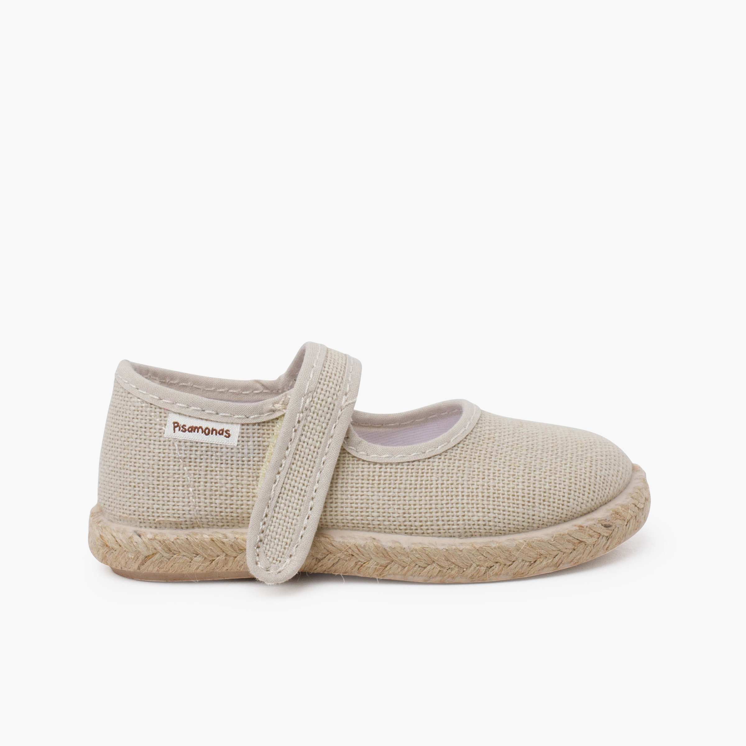 Merceditas lino suela alpargata cierre adherente Beige