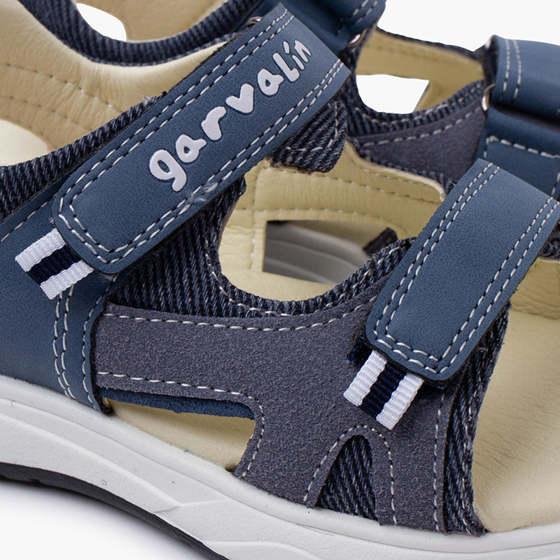 👟 Sandalias Deportivas GARVALÍN 242855-A Para Niños (Azul Marino Y Amarillo): Cómodas, Con Cinta Adhesiva Ajustable Para Verano
