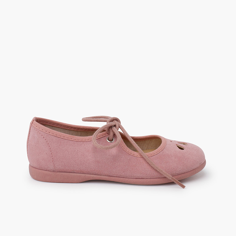 Chaussures babies ruban fin motif découpé Rose