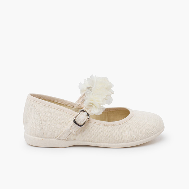 Merceditas ceremonia tira de flores Beige