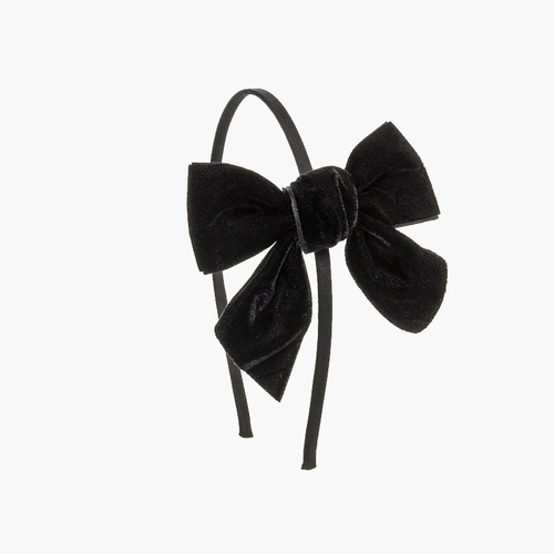 Diadema raso  con lazo terciopelo Negro