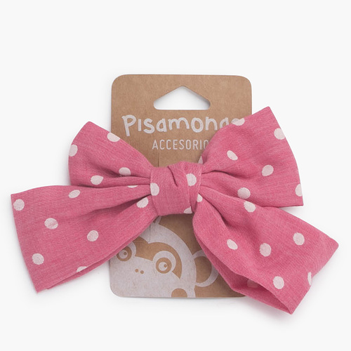 Clip Lazo Topos Pico Pato Fucsia