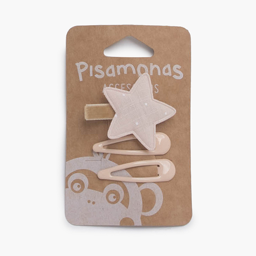Pack clip estrella  y horquillas Crudo