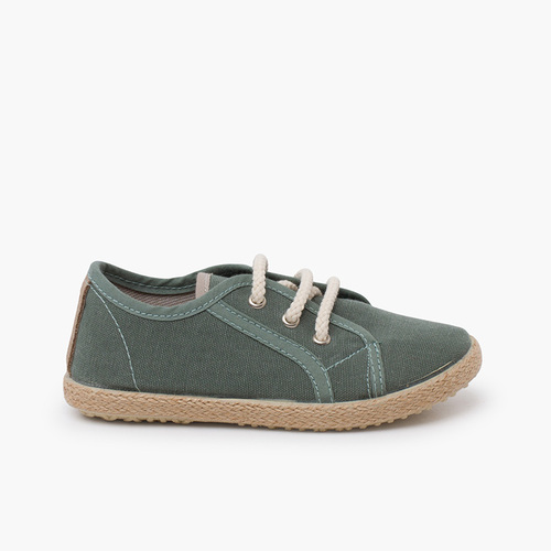 Zapatillas lona cordones tipo alpargata Verde Eucalipto